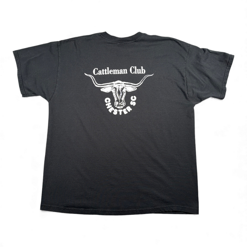 Vintage Cattleman Club Shirt Adult EXTRA LARGE Black Pocket Texas Longhorn 90s
